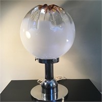 ATOMIC TABLE LAMP LARGE AMBER CLEAR TEXTURED GLOBE