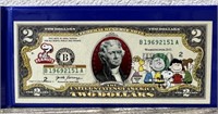 Peanuts Colorized US $2 Bill Legal Tender!