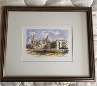 Framed & Matted Watercolor Painting of Mdina,