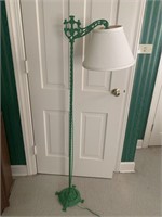 Floor lamp green metal with white shade