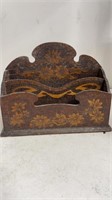 Wood Carved Letter Holder Box