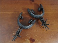 Large Rowel Mexican Silver inlaid Spurs