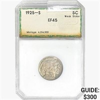 1925-S Buffalo Nickel PCI EF45 Weak Strike