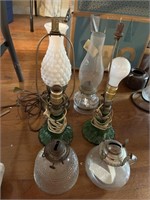 6 vintage lamps - oil & electric