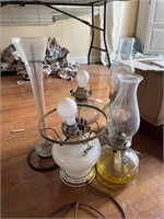 4 lamps - oil & electric & unusual glass vase