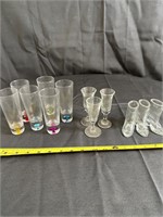 Six Cordial Glasses / Color Bubbles and Others