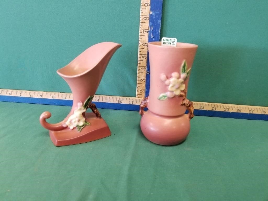 2 ROSEVILLE APPLE BLOSSOM VASES 331-6 & 321-6