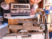 Vintage AM / FM car radio - 2 GM seat belt parts