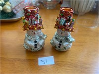 SNOWMAN CANDLE HOLDERS