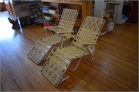 2 Aluminum Lawn Lounge Chairs webbing