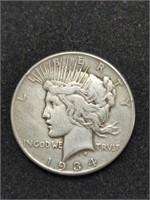 1934 Peace Silver Dollar marked VF
