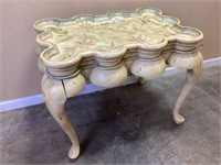 VTG. HAND PAINTED SCALLOPED EDGE COFFEE TABLE