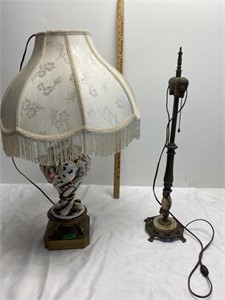 2 lamps- 28” tall with shade & heavy metal lamp -