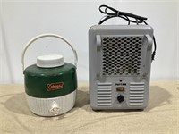 Milk House Electric Heater tested, Coleman Jug