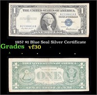 1957 $1 Blue Seal Silver Certificate Grades vf++