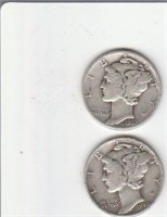 Two 90% Silver US Ten Cent Coins