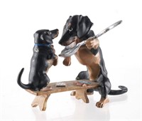 Bermann Bronze Dachshund & Puppy