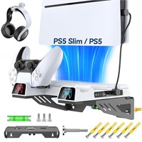 PS5 Slim Wall Mount Kit with Cooling Fan & Chargin
