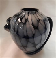 MCM Black Amethyst 6" Art Glass Vase - See Desc