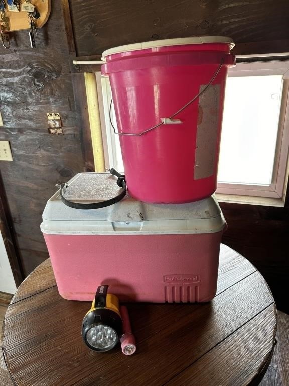 Rubbermaid cooler and bucket