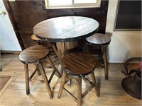 bar table and 4 bar stools