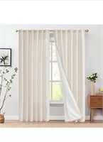 (New) jinchan Linen Beige Curtains 90 Inches Long
