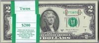 US$2 FRN X100 UNC Consecutive 7G + Gift .FN215