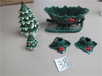 5 PIECES LEFTON HOLLY & BERRY DISHES