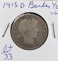 1915D Barber Half Dollar VG