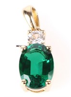 10K YELLOW GOLD EMERALD TOPAZ LADIES PENDANT