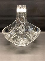 Heavy pinwheel crystal handled basket