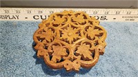 Hand Carved Sheesham Wood Footed Trivet