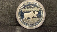 1985 Silver Proof-Like National Parks w/ Moose