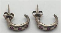 Sterling Silver Pink Stone Earrings