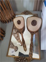 Decorative Dresser Tray w/ Matching Mirror and