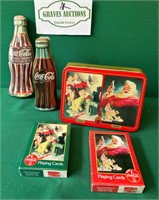 Coca Cola Tin 2 unopened Card decks 1964 1952 tin