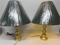 Gold base lamps w/ Green shades