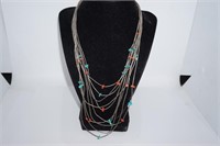 Sterling Liquid Turquoise Multi Strand Necklace
