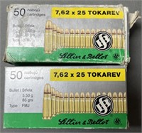 100 rnds Sellier & Bellot 7.62x25mm Ammo