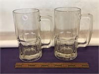 Two HUGE Glass Beer Mugs!