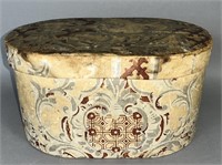 Oval wallpaper lidded Sundry box lined with