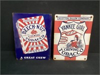 Beech-Nut & Yankee Girl Tobacco Porcelain Signs