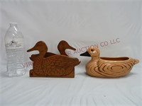 Wooden Duck Napkin Holder & Ceramic Relpo Planter