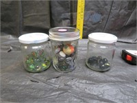 3 Pint Jars with Marbles (none are full)