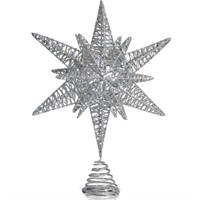 LEWONDR Silver Star Tree Topper â€“ Christmas...