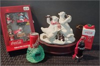 Coca-Cola Lot-5-pc. - Ornaments/Clock/Etc.