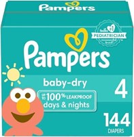 144-Pk Diapers Size 4, Pampers Baby Dry Disposable