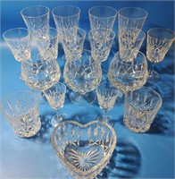 18 pc. Molded Crystal Stems, Glasses, & Bowl