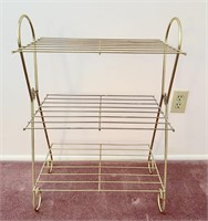 Vintage MCM Brass 3 Tier Wire Shelf