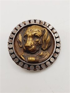 (M) vtg Sculptured Brass Cocker Spaniel Button